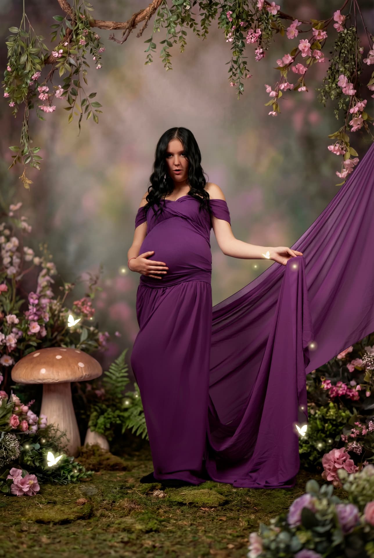 Enchanted garden maternity portrait session by Just Because Photography Studio